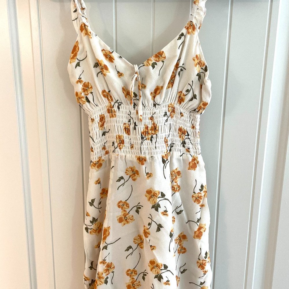 Reformation White Mini Floral Dress